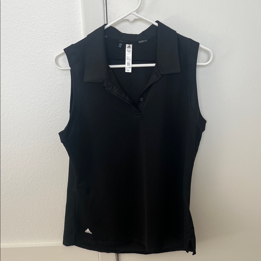 Adidas Women's Black Sleeveless Polo Top